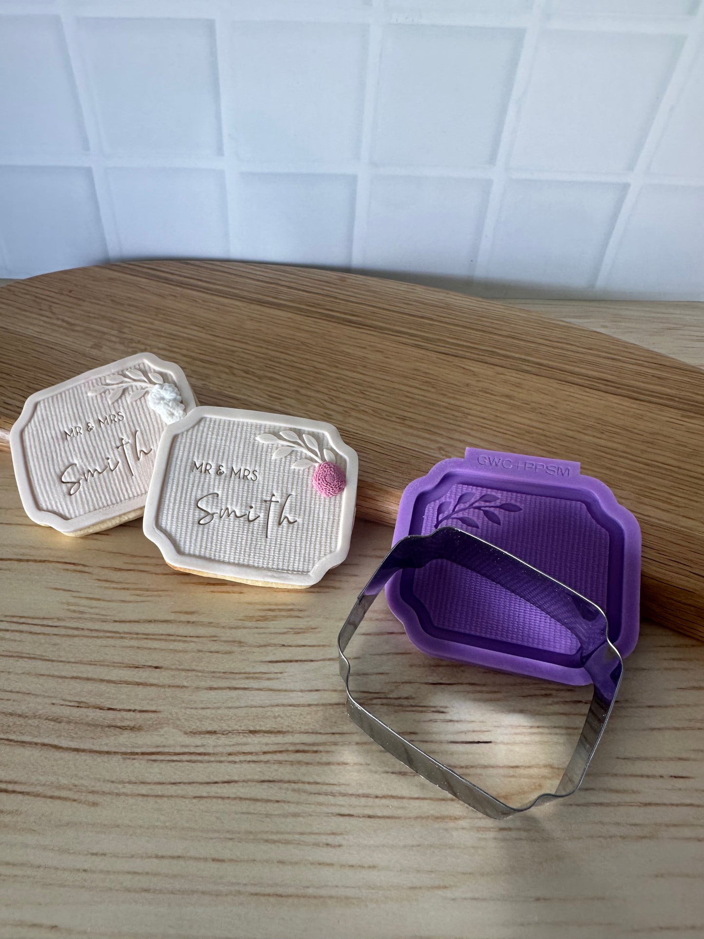 Cut, Press, Pop Silicone Mould + Stainless Cutter - Linen Plaque