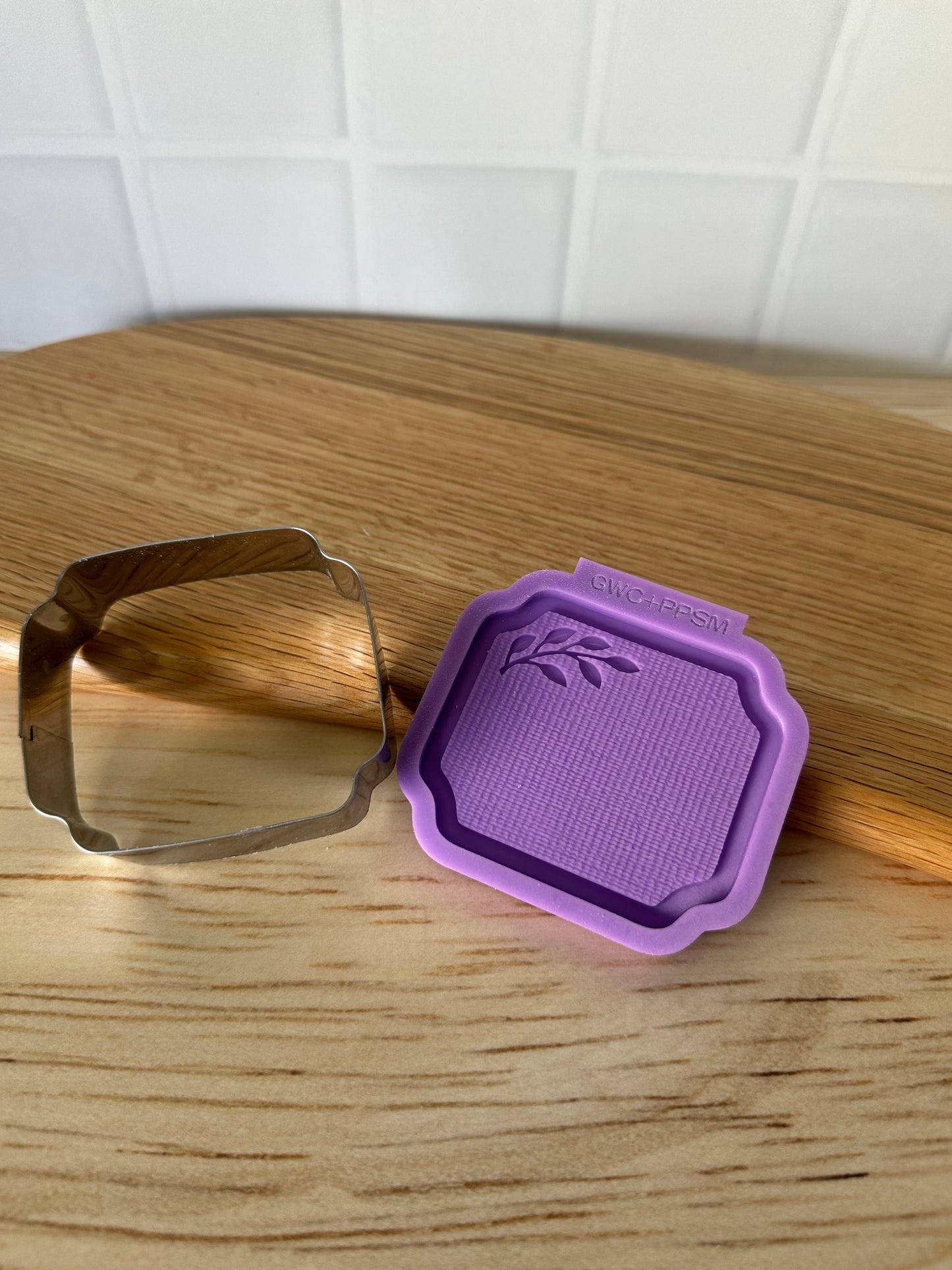 Cut, Press, Pop Silicone Mould + Stainless Cutter - Linen Plaque