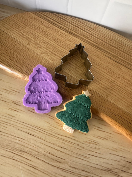 Cut, Press, Pop Silicone Mould + Stainless Cutter - Christmas Tree