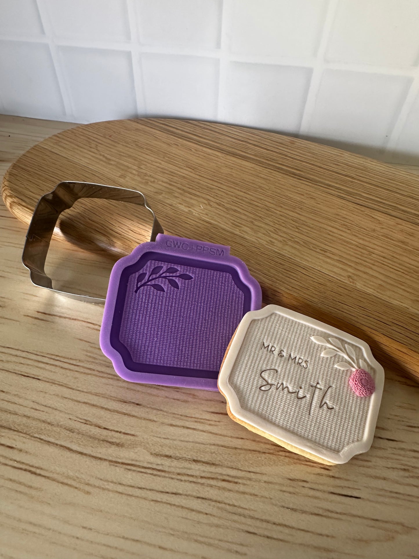 Cut, Press, Pop Silicone Mould + Stainless Cutter - Linen Plaque