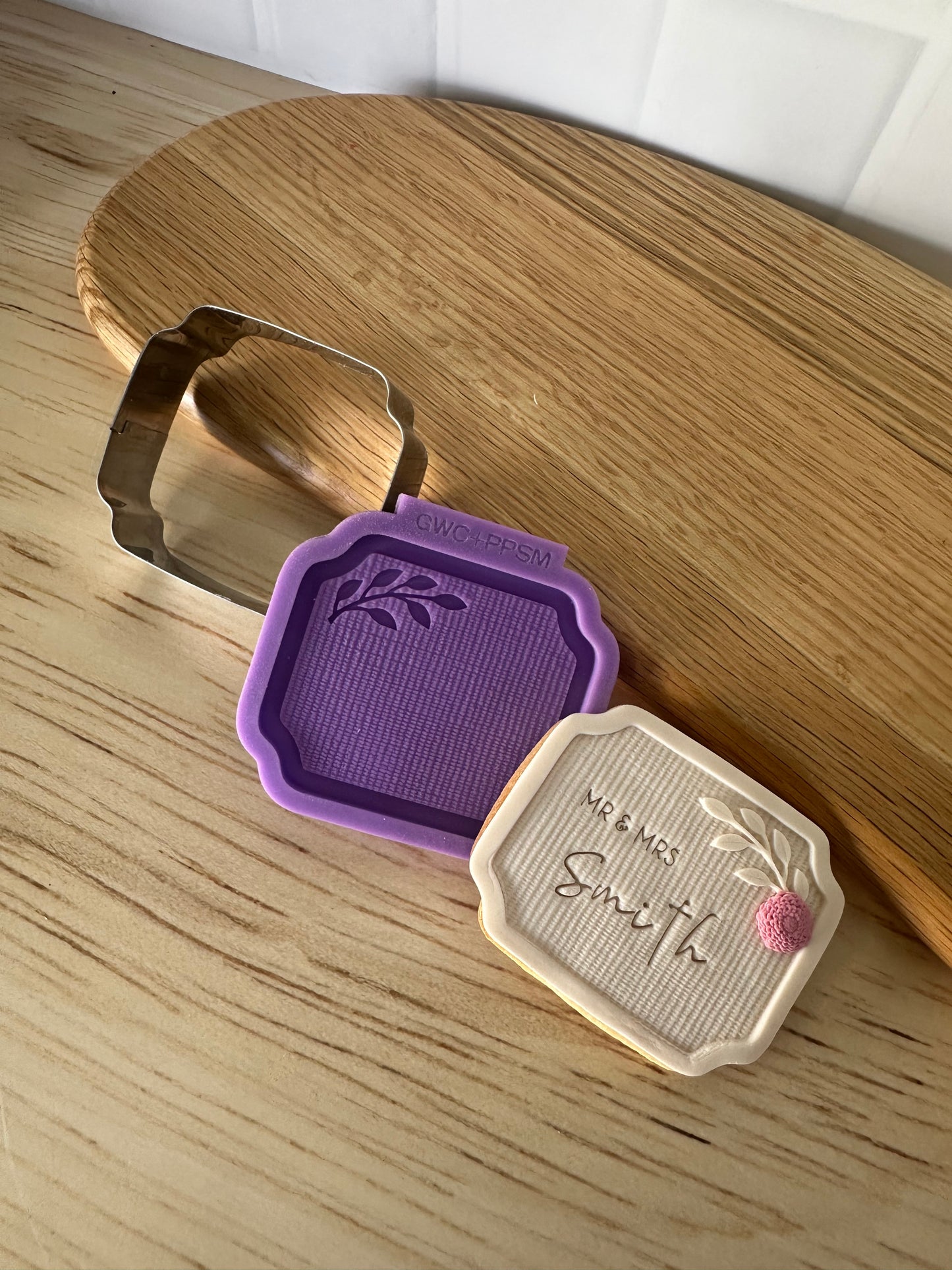 Cut, Press, Pop Silicone Mould + Stainless Cutter - Linen Plaque